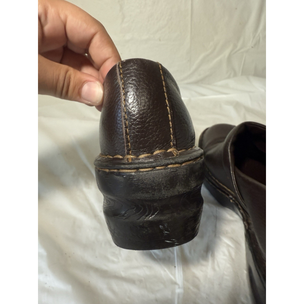 Sonoma Life Style Women's Brown Leather Slip On Clogs Shoes Size 7.5 - Picture 10 of 13